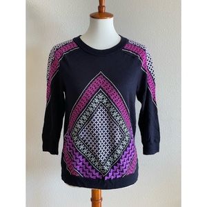 J. Crew 3/4 Sleeve Embroidered Sweater